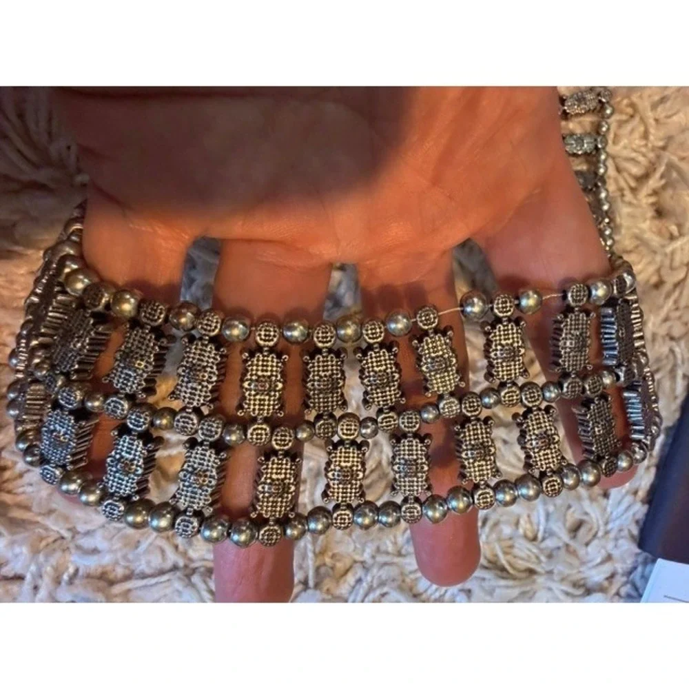 Coldwater‎ Creek CB Silver Tone Rhinestone Bib Statement Necklace Multi Strand